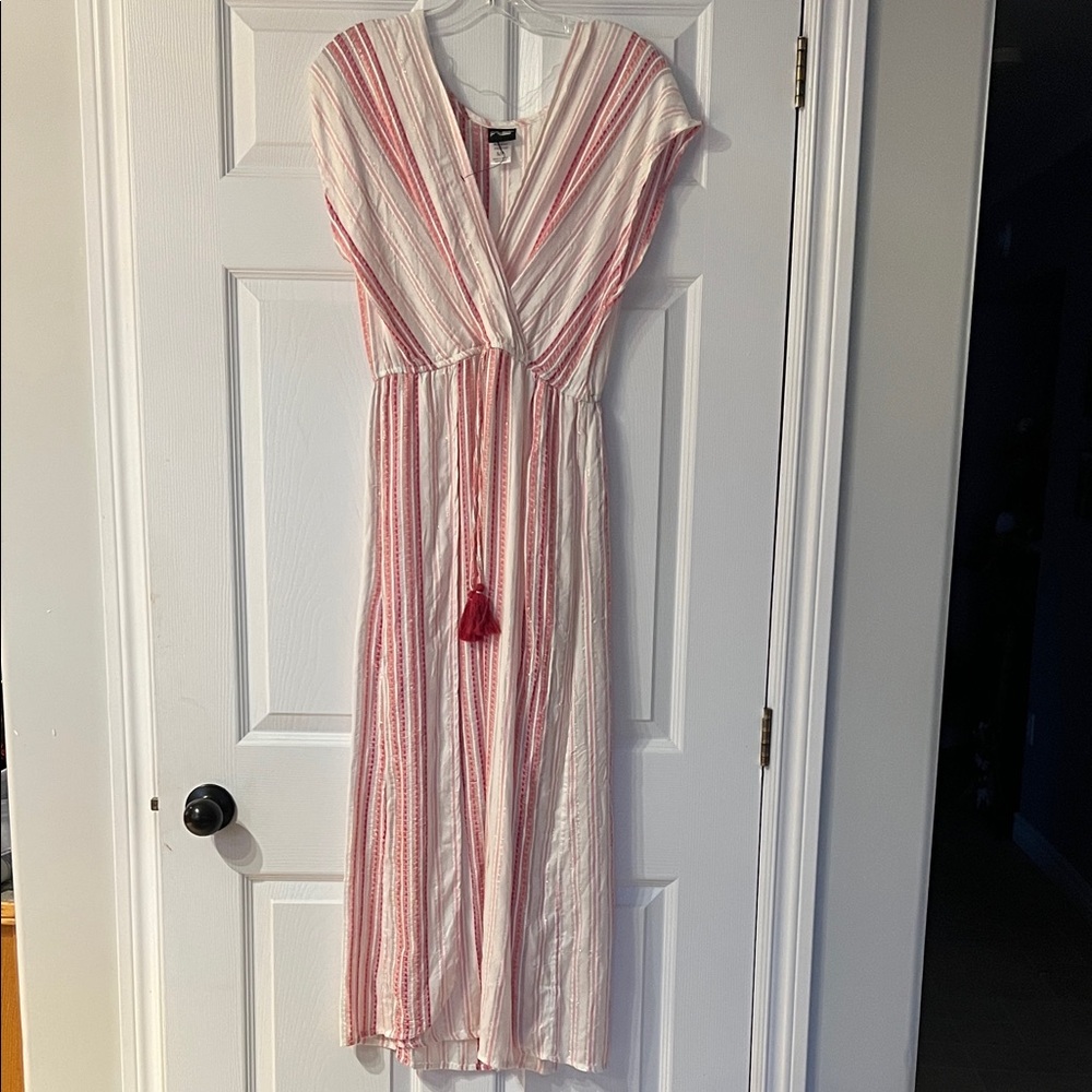 Striped Swim Coverup in Pink and White - Picture 1 of 4